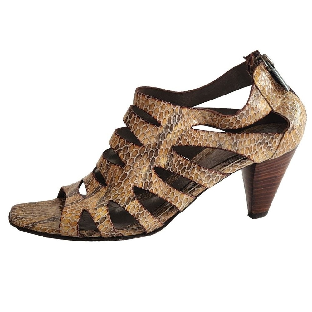 AQUATALIA Brown Beige Snakeskin‎ Leather Cit Out Sandals Zip Size 7